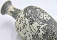 Chinesische Vintage-Vase mit Drachen, frühes 20. Jahrhundert