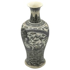 Chinesische Vintage-Vase mit Drachen, frühes 20. Jahrhundert