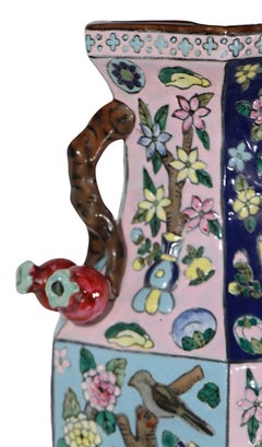 Jarrón chino vintage con monturas de lucita de Richard Lindley c 1970/2000