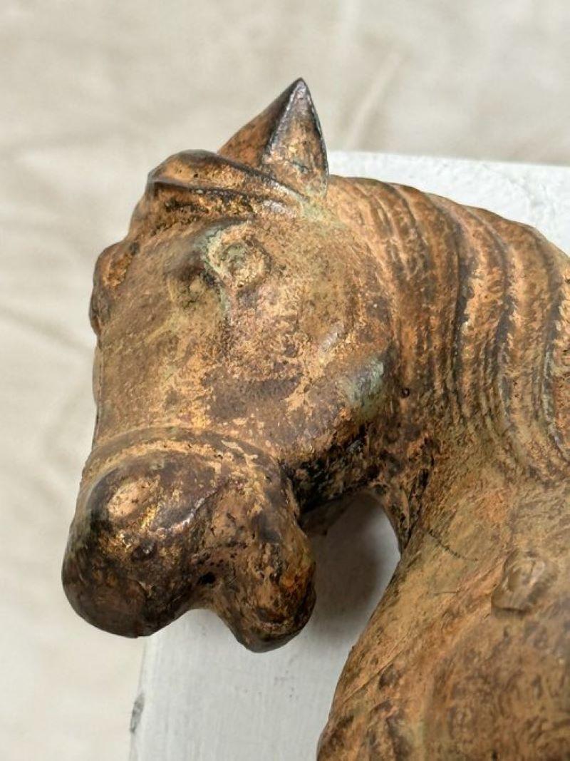 20th Century Vintage Chinese War Horse Statue, Cast Iron Casting, Tang Dynasty