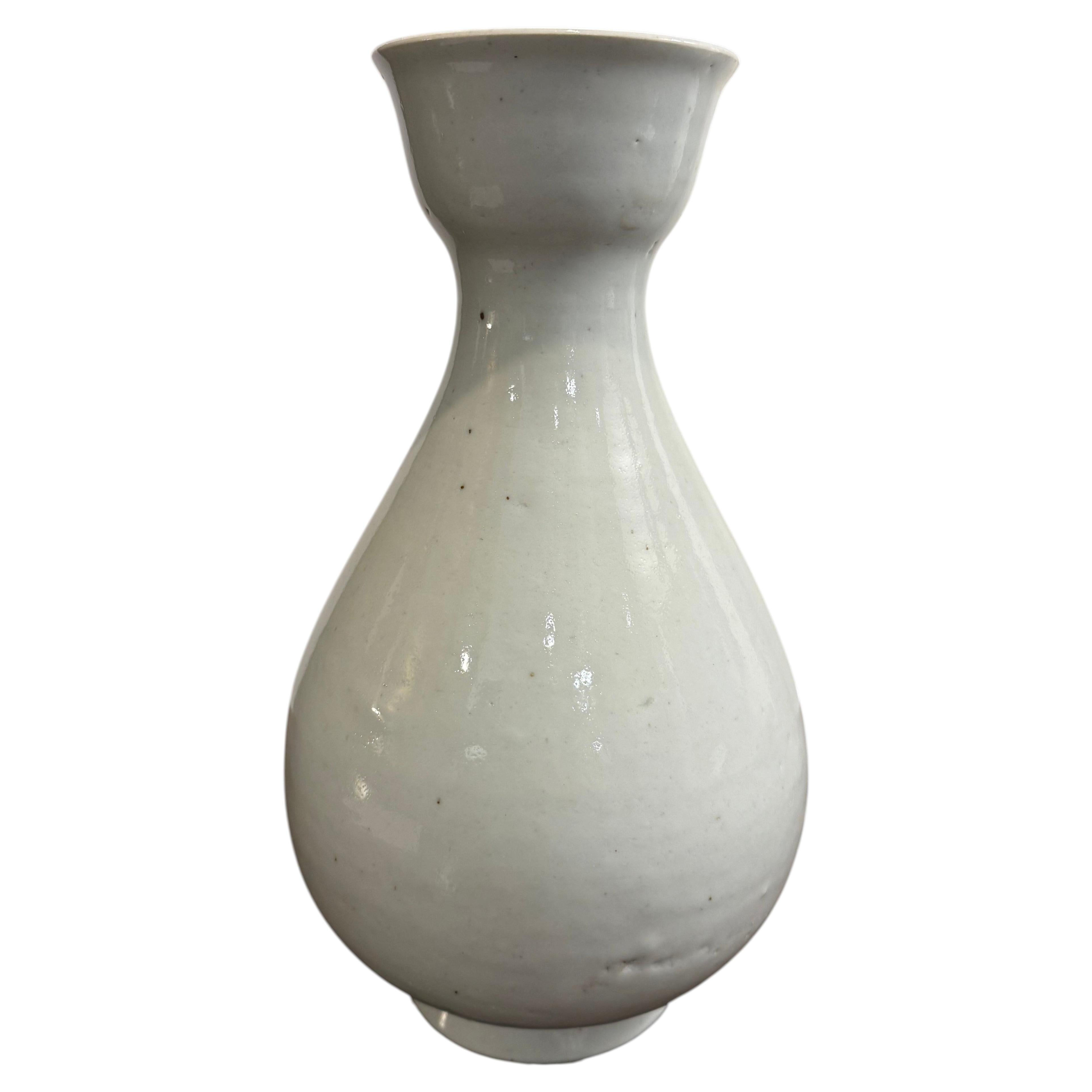 Vaso cinese vintage in ceramica smaltata bianca, fatto a mano, alto 36,5 cm