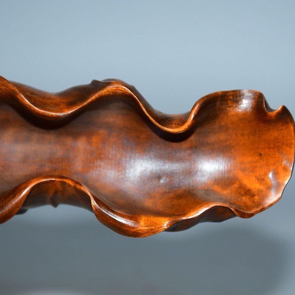 Vintage Chinese Wood Carving Frosch Lotus Blatt Löffel im Angebot 1