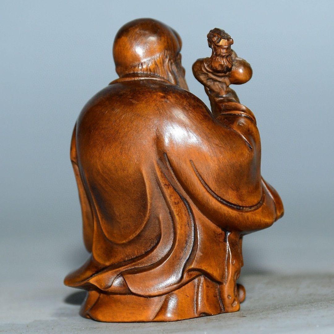 Vintage Chinese Wood Carving Langlebigkeit Gott Statue (Holz) im Angebot
