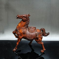 Vintage Chinese Wood Carving of Auspicious Horse–Symbol of Strength and Success