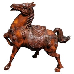 Vintage Chinese Wood Carving of Auspicious Horse–Symbol of Strength and Success