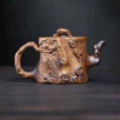 Vintage Chinese Wood Kiln Firing Zisha Clay Teapot