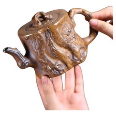 Vintage Chinese Wood Kiln Firing Zisha Clay Teapot
