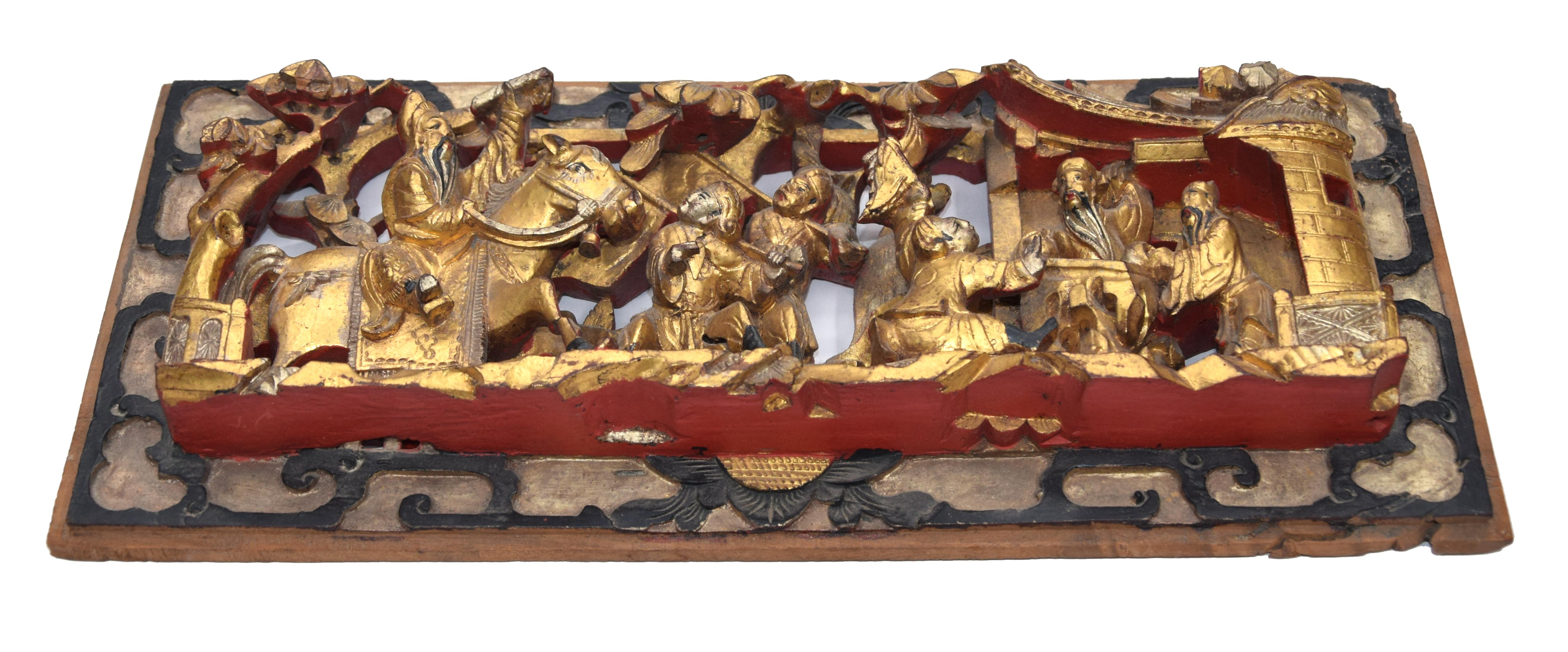 Vintage Chinese Wood Relief In Good Condition For Sale In Roma, IT