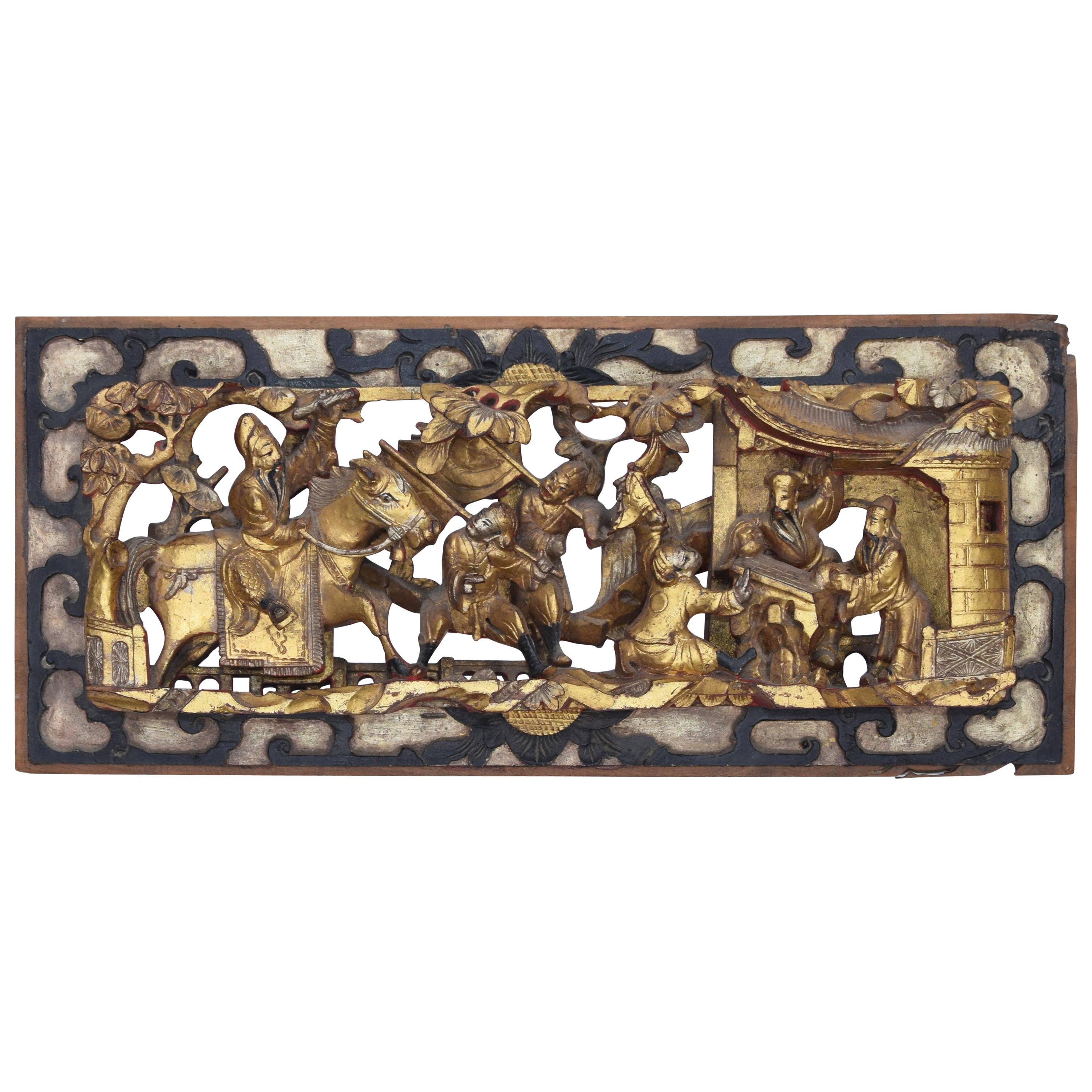 Chinesisches Holzrelief, Vintage im Angebot
