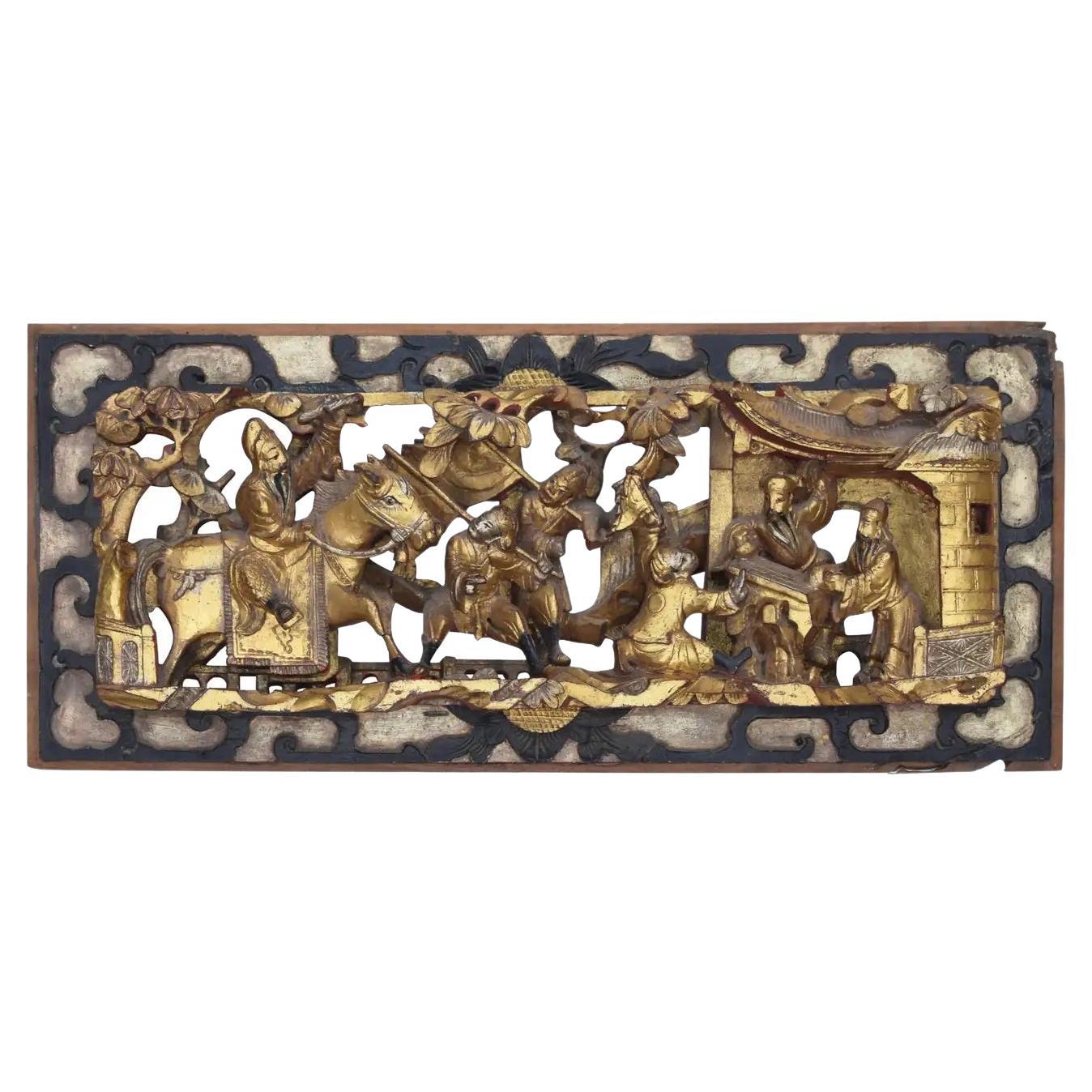 Relief en bois chinois vintage