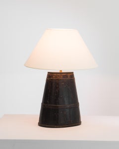 Vintage Chinese Wooden Barrel Table Lamp