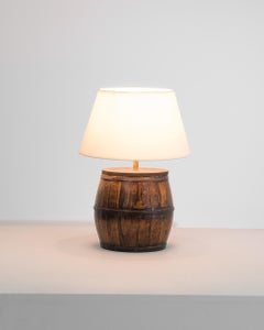 Vintage Chinese Wooden Barrel Table Lamp