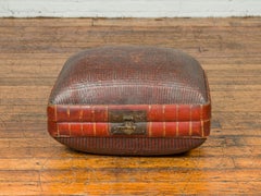 Vintage Chinese Woven Rattan and Bamboo Pillow Box with Removable Basket