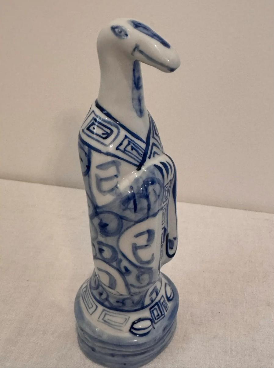 Cinese Statuette Zodiac cinesi vintage in bianco e blu - Set di 4 statue in vendita