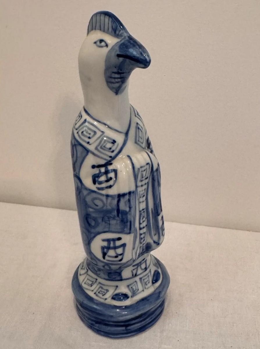 Smaltato Statuette Zodiac cinesi vintage in bianco e blu - Set di 4 statue in vendita