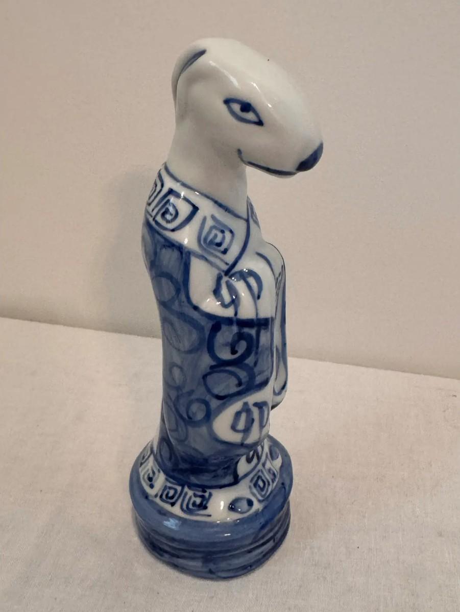 Statuette Zodiac cinesi vintage in bianco e blu - Set di 4 statue In condizioni buone in vendita a Cookeville, TN