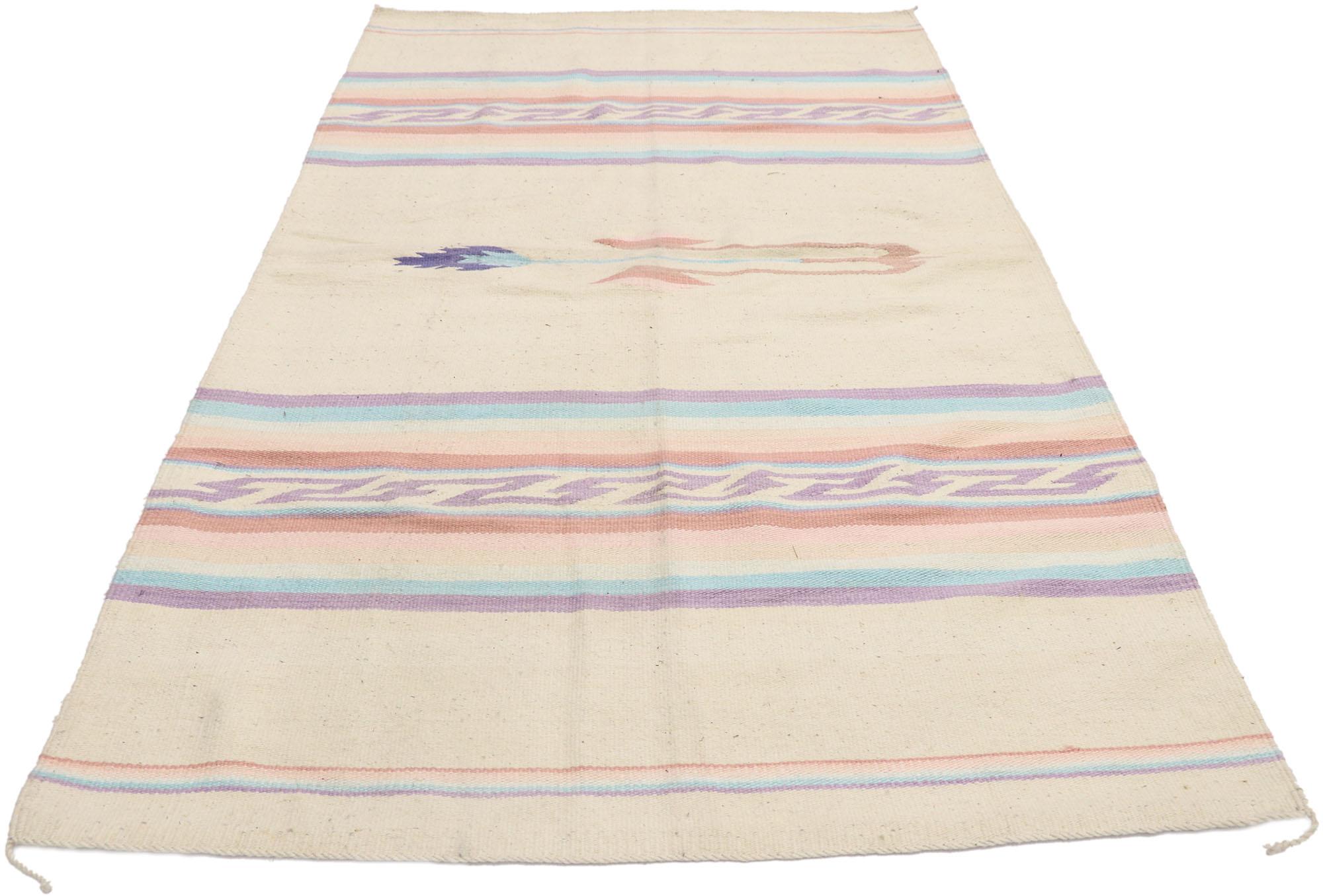 American 1980s Vintage Chinle Navajo Rug with Southwestern Pastel Bohemian Style For Sale