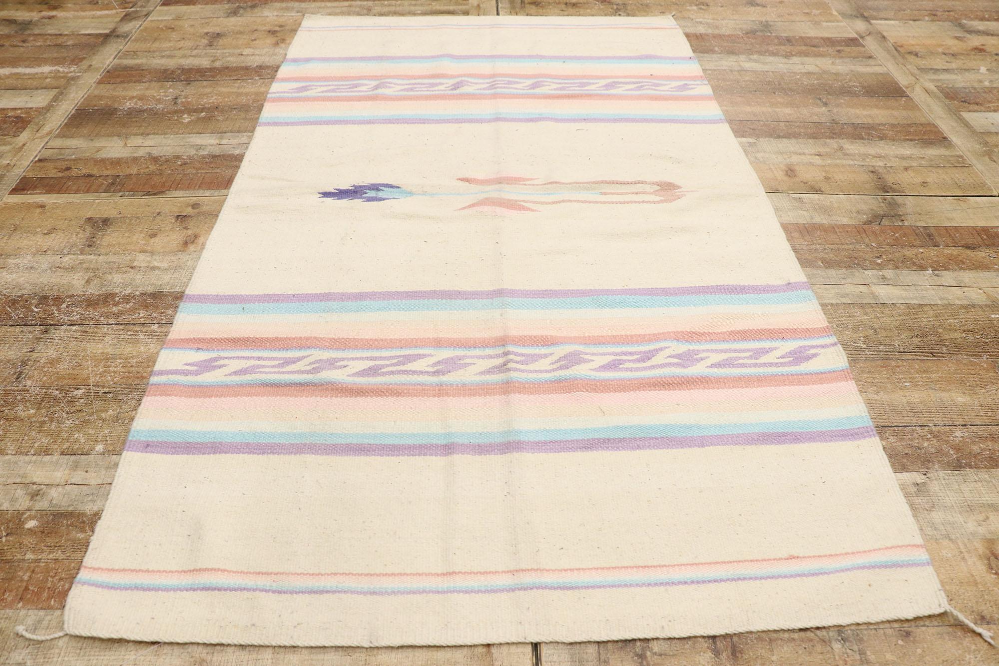 Wool 1980s Vintage Chinle Navajo Rug with Southwestern Pastel Bohemian Style For Sale