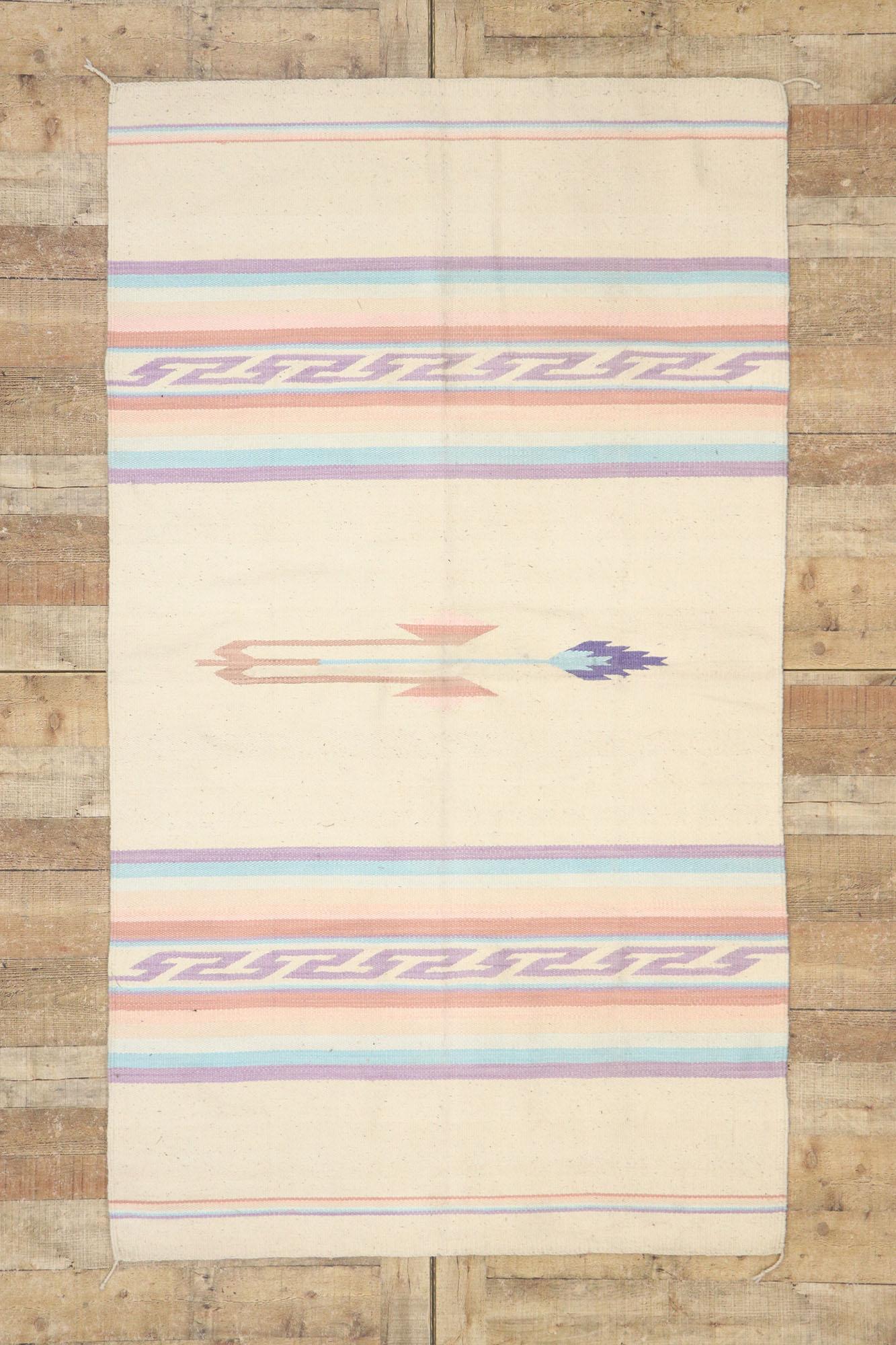 1980s Vintage Chinle Navajo Rug with Southwestern Pastel Bohemian Style For Sale 1