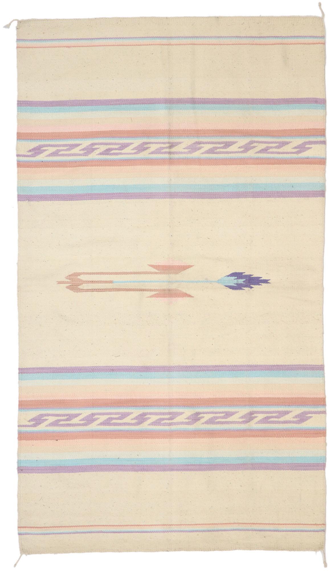 1980s Vintage Chinle Navajo Rug with Southwestern Pastel Bohemian Style For Sale 2