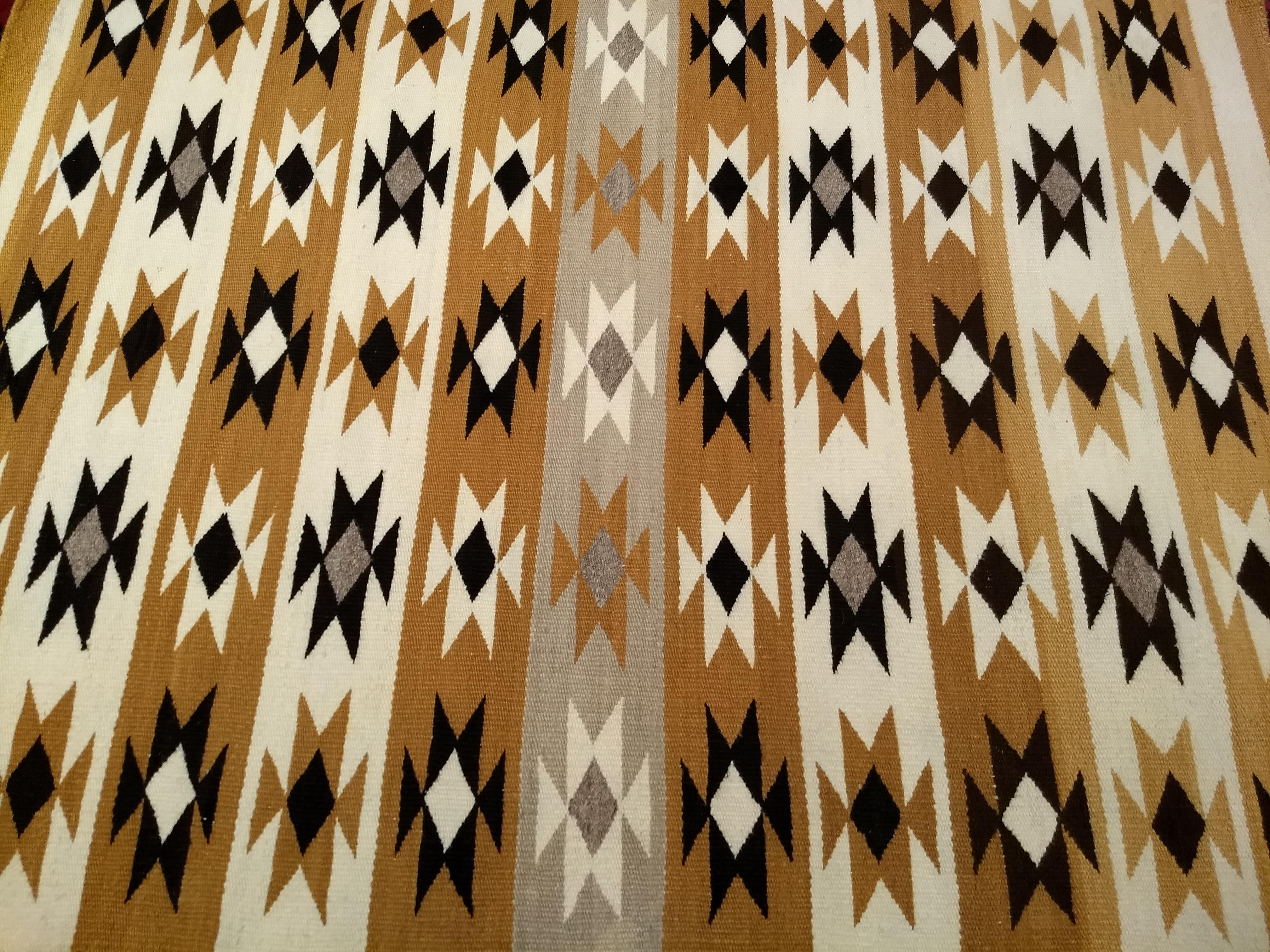 Vintage Native American Navajo Chinle Rug in Yellow, Black, Ivory, Gray, Brown For Sale 5
