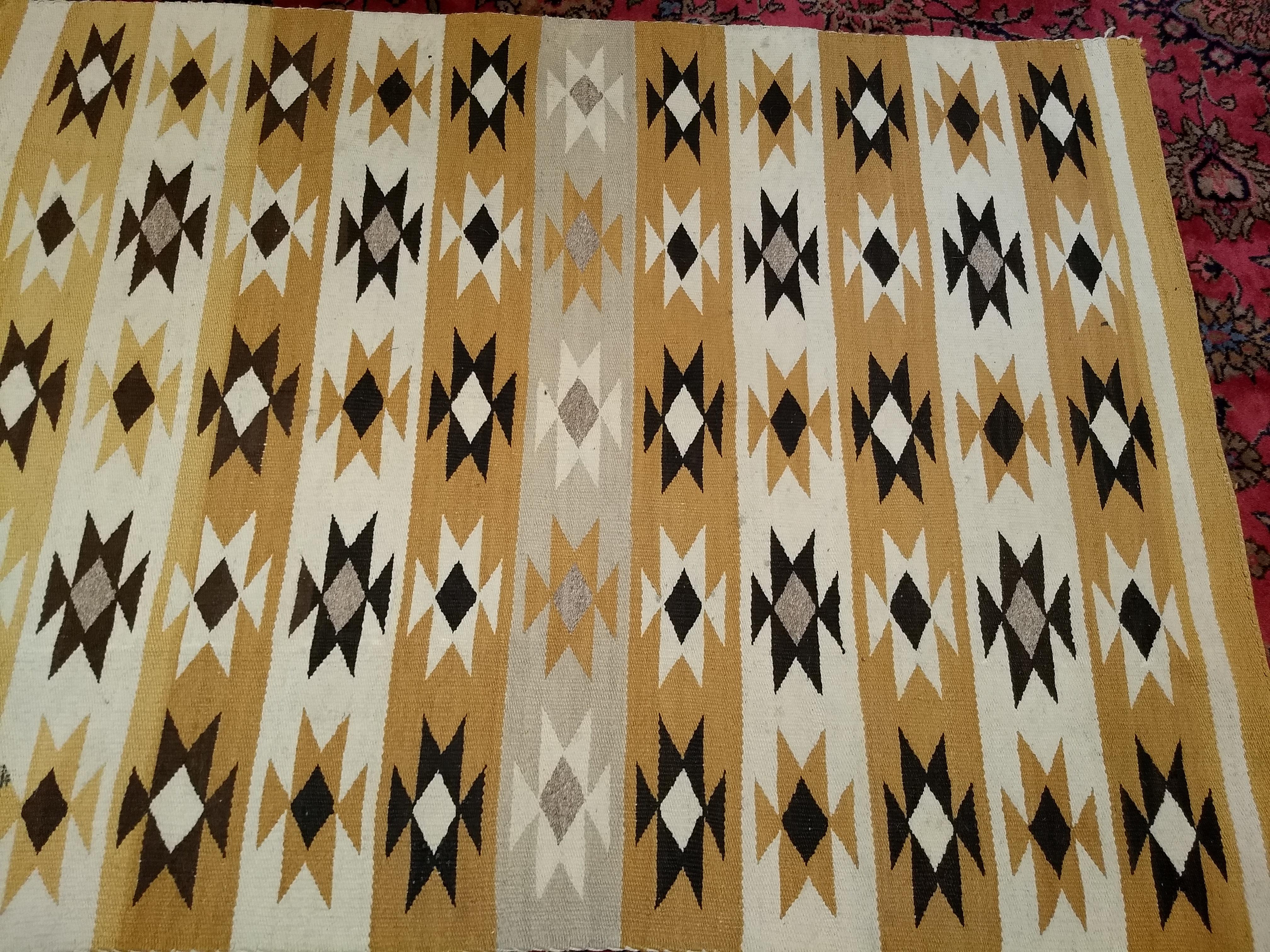 Vintage Native American Navajo Chinle Rug in Yellow, Black, Ivory, Gray, Brown For Sale 6
