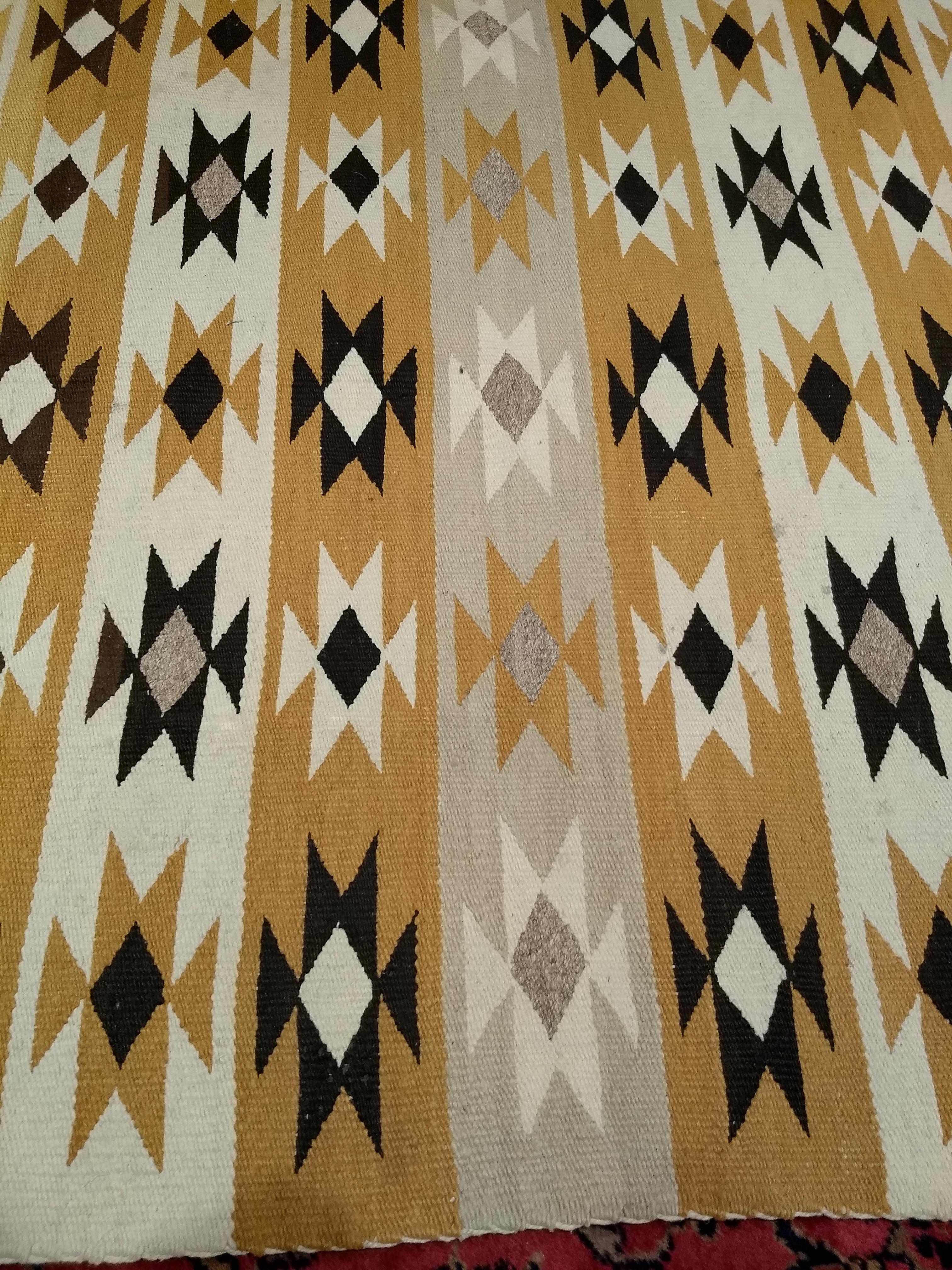 Vintage Native American Navajo Chinle Rug in Yellow, Black, Ivory, Gray, Brown For Sale 7