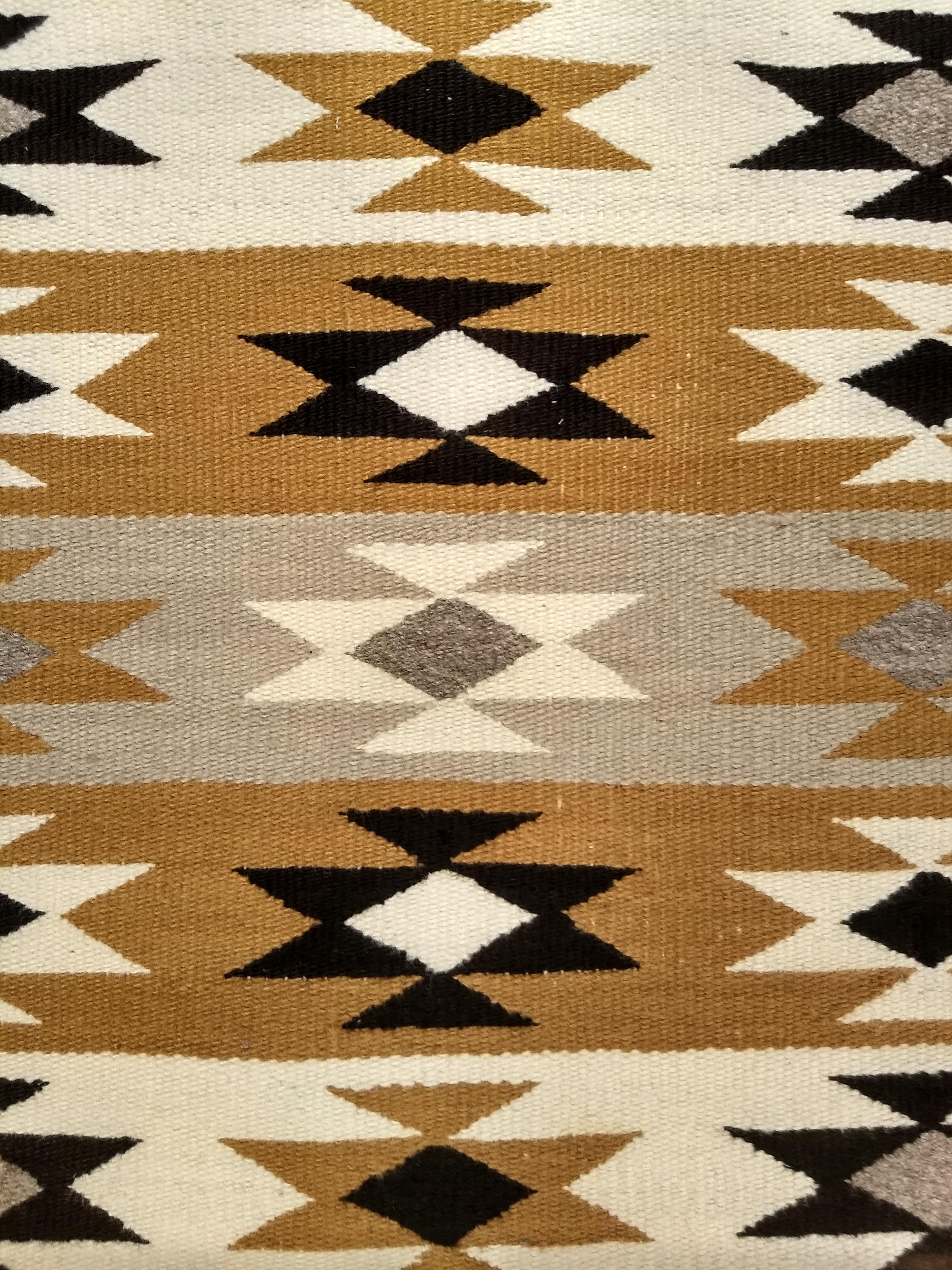Vintage Native American Navajo Chinle Rug in Yellow, Black, Ivory, Gray, Brown In Good Condition For Sale In Barrington, IL
