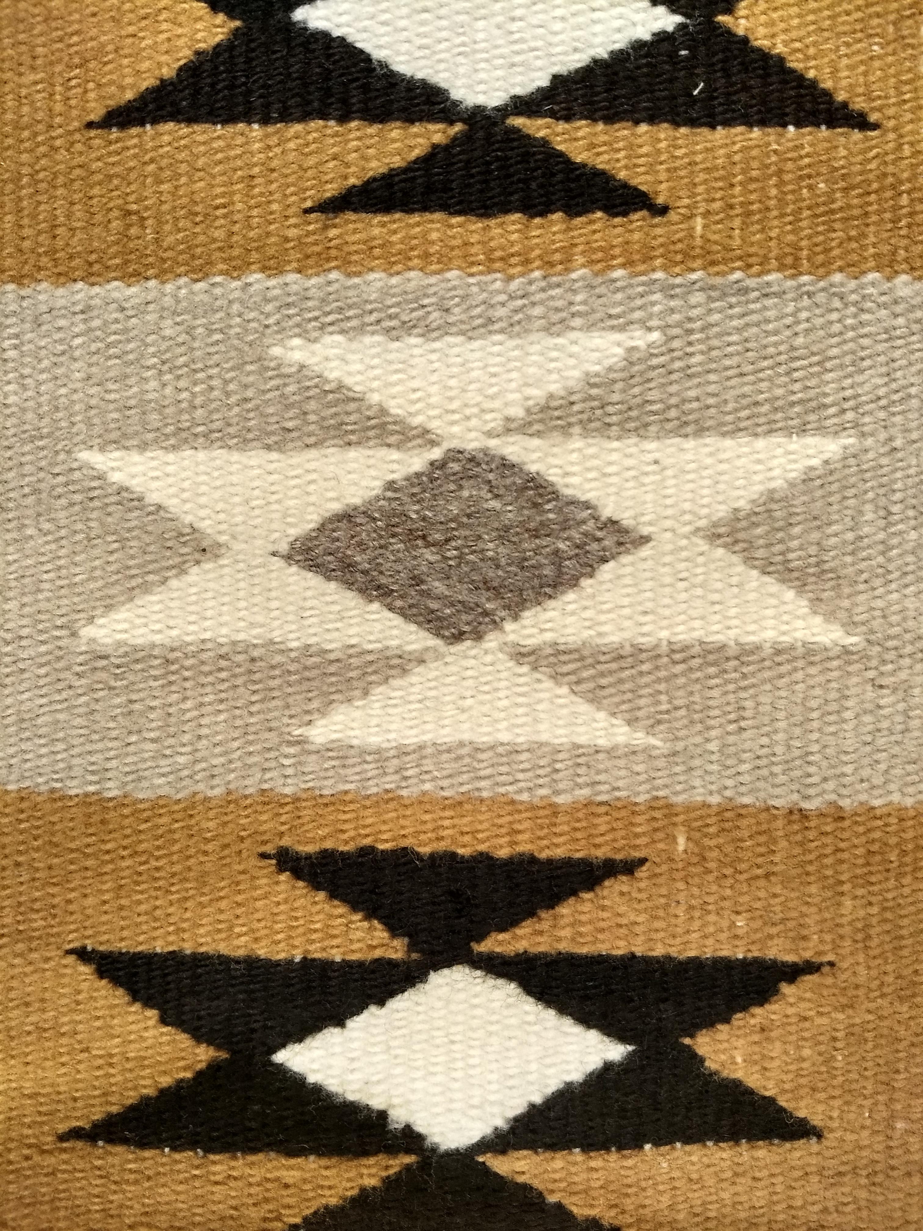 20th Century Vintage Native American Navajo Chinle Rug in Yellow, Black, Ivory, Gray, Brown For Sale