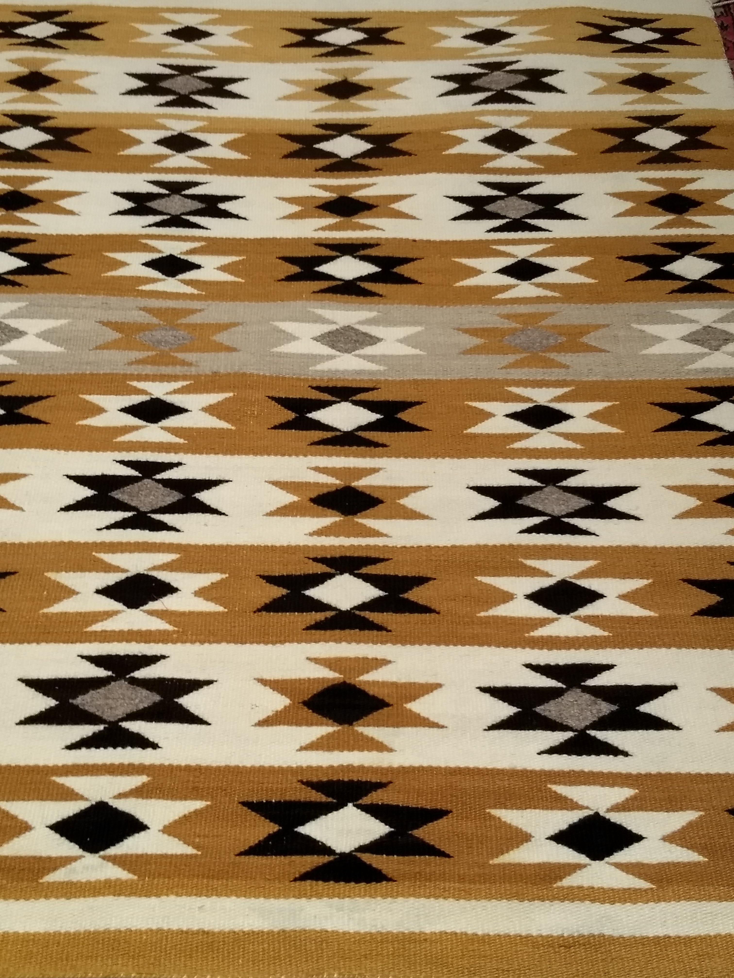 Vintage Native American Navajo Chinle Rug in Yellow, Black, Ivory, Gray, Brown For Sale 3