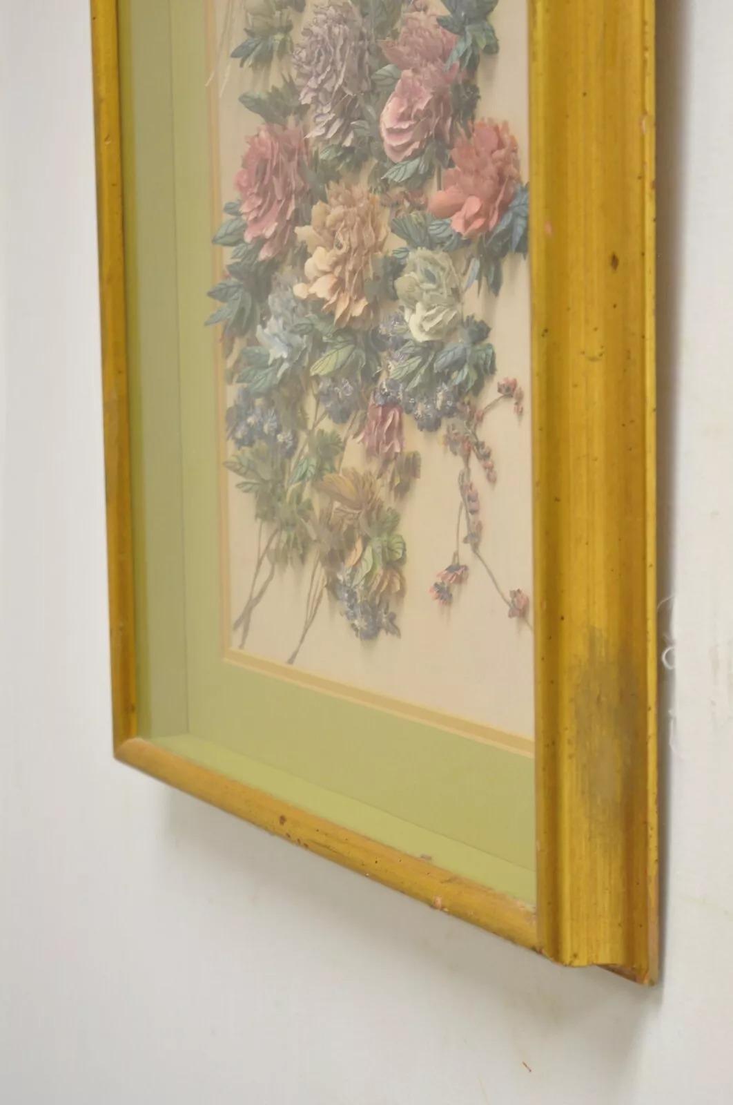 Paire de cadres d'art vintage en relief papier 3D asiatique de style Chinoiserie avec oiseaux en vente 3