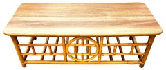 Vintage Chinoiserie Asian Bamboo Rattan Coffee Table