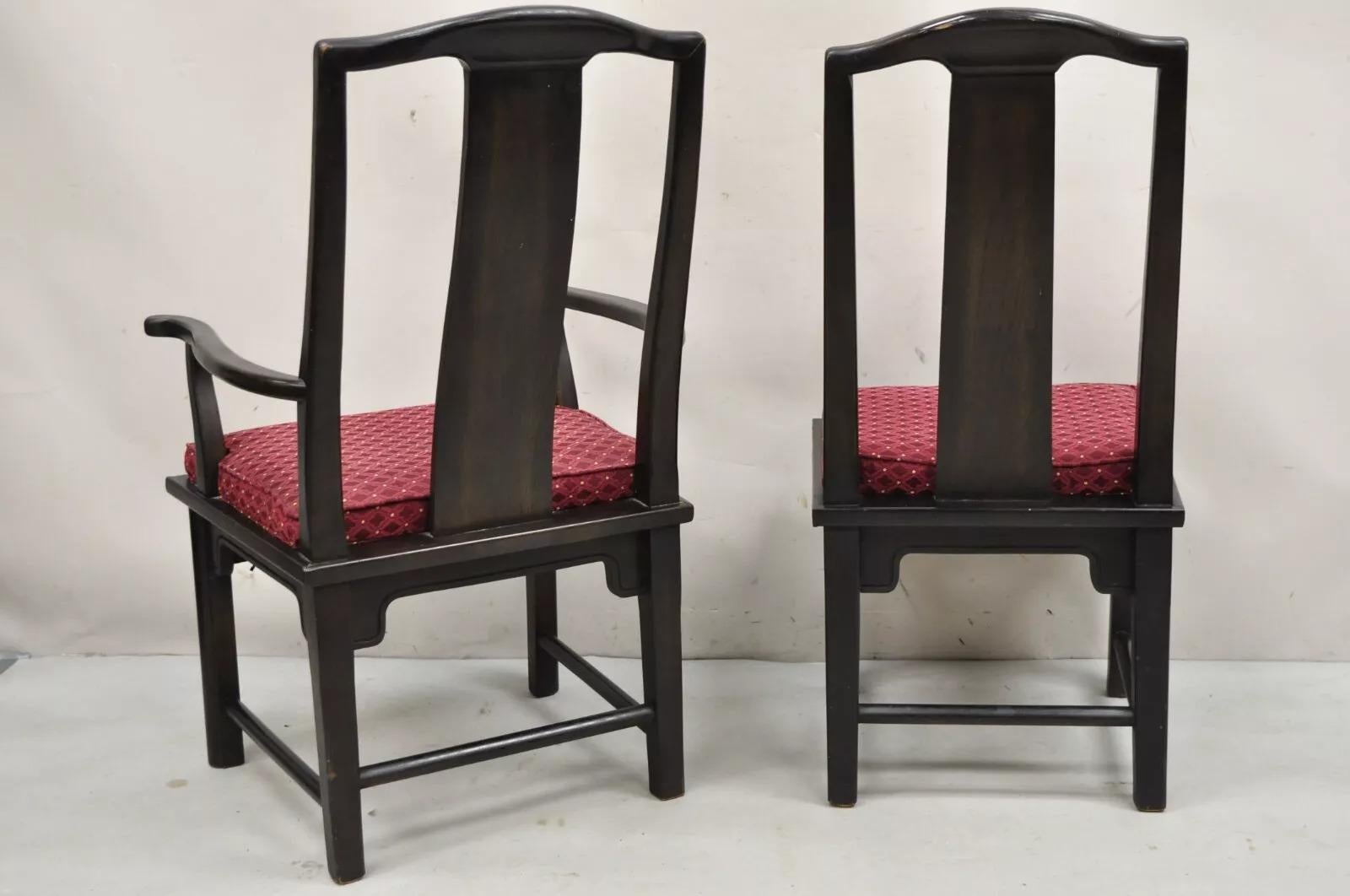 Sedie da pranzo vintage in legno massiccio intagliato in stile Ming Ming asiatico - Set di 6 in vendita 3