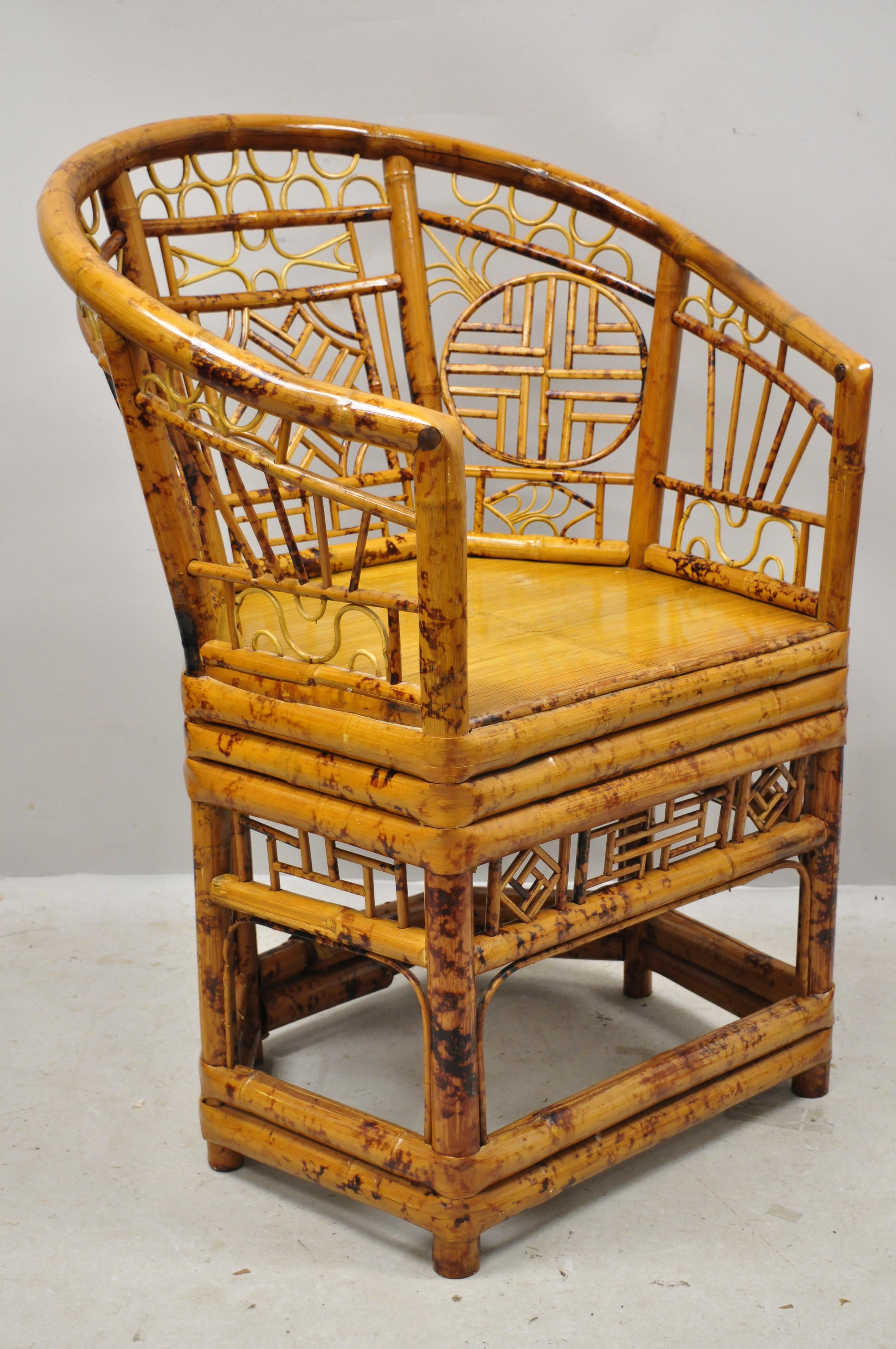 Vintage Chinoiserie Bamboo Oriental Throne Lounge Armchair 4