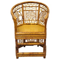 Vintage Chinoiserie Bamboo Oriental Throne Lounge Armchair
