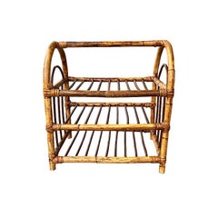 Vintage Chinoiserie Bentwood Rattan and Bamboo 12 Bottle Wine Rack