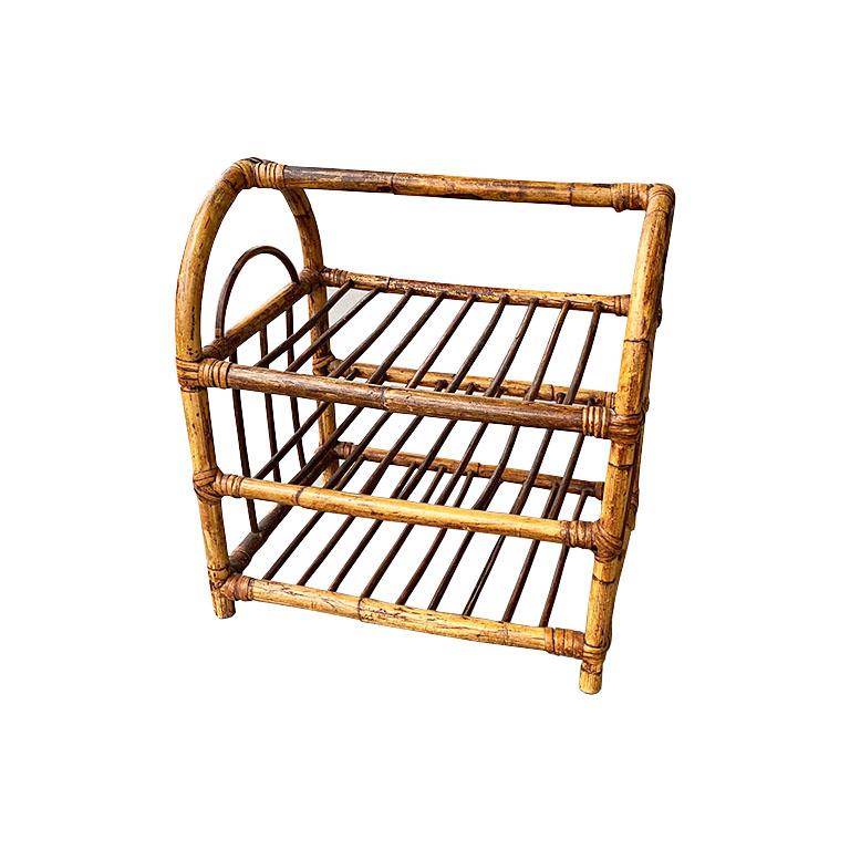 American Vintage Chinoiserie Bentwood Rattan and Bamboo 12 Bottle Wine Rack