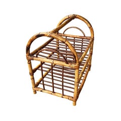 Vintage Chinoiserie Bentwood Rattan and Bamboo 12 Bottle Wine Rack