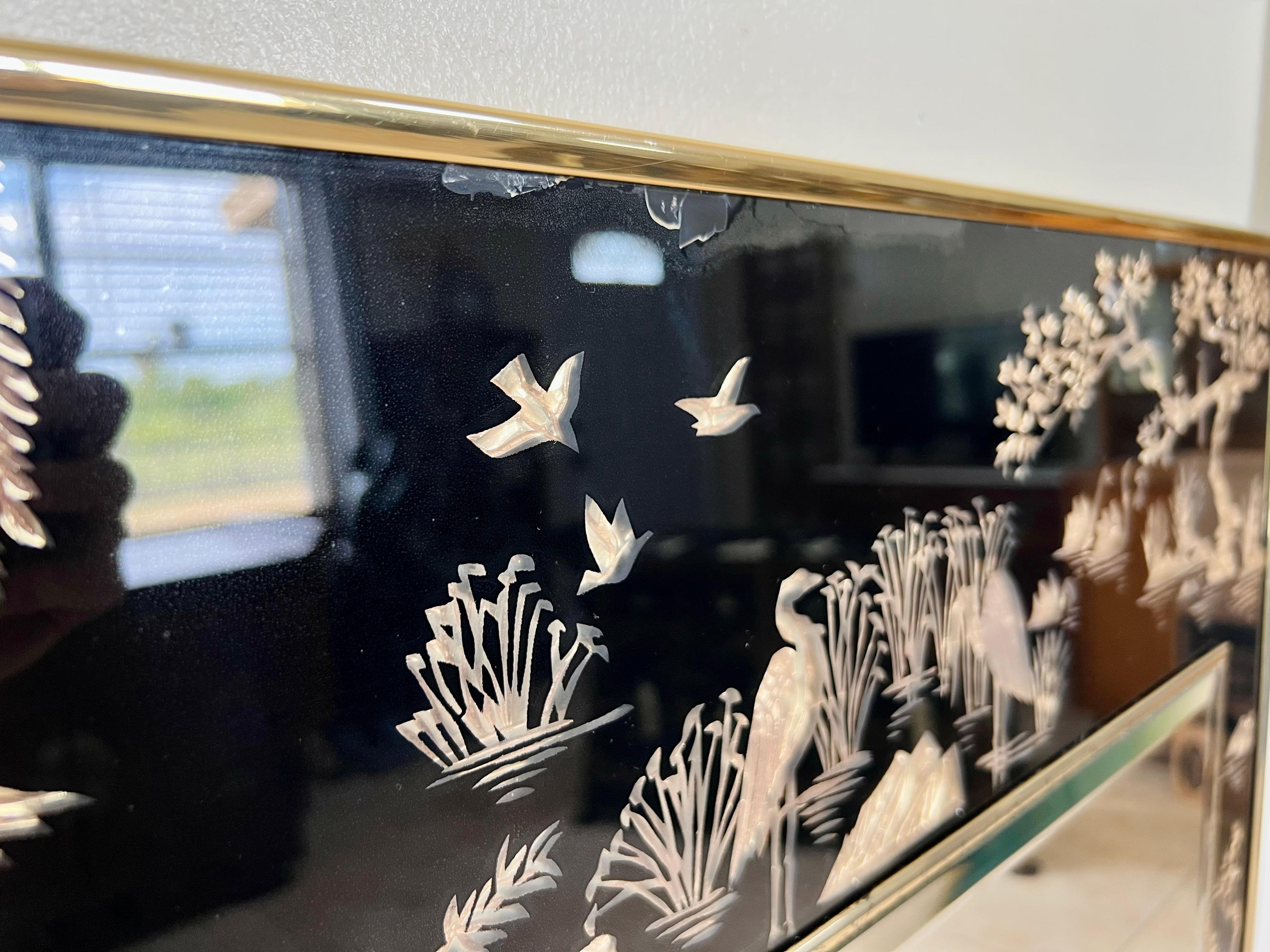 Vintage Chinoiserie-Spiegel in Schwarz und Gold, 1990er Jahre (20. Jahrhundert) im Angebot