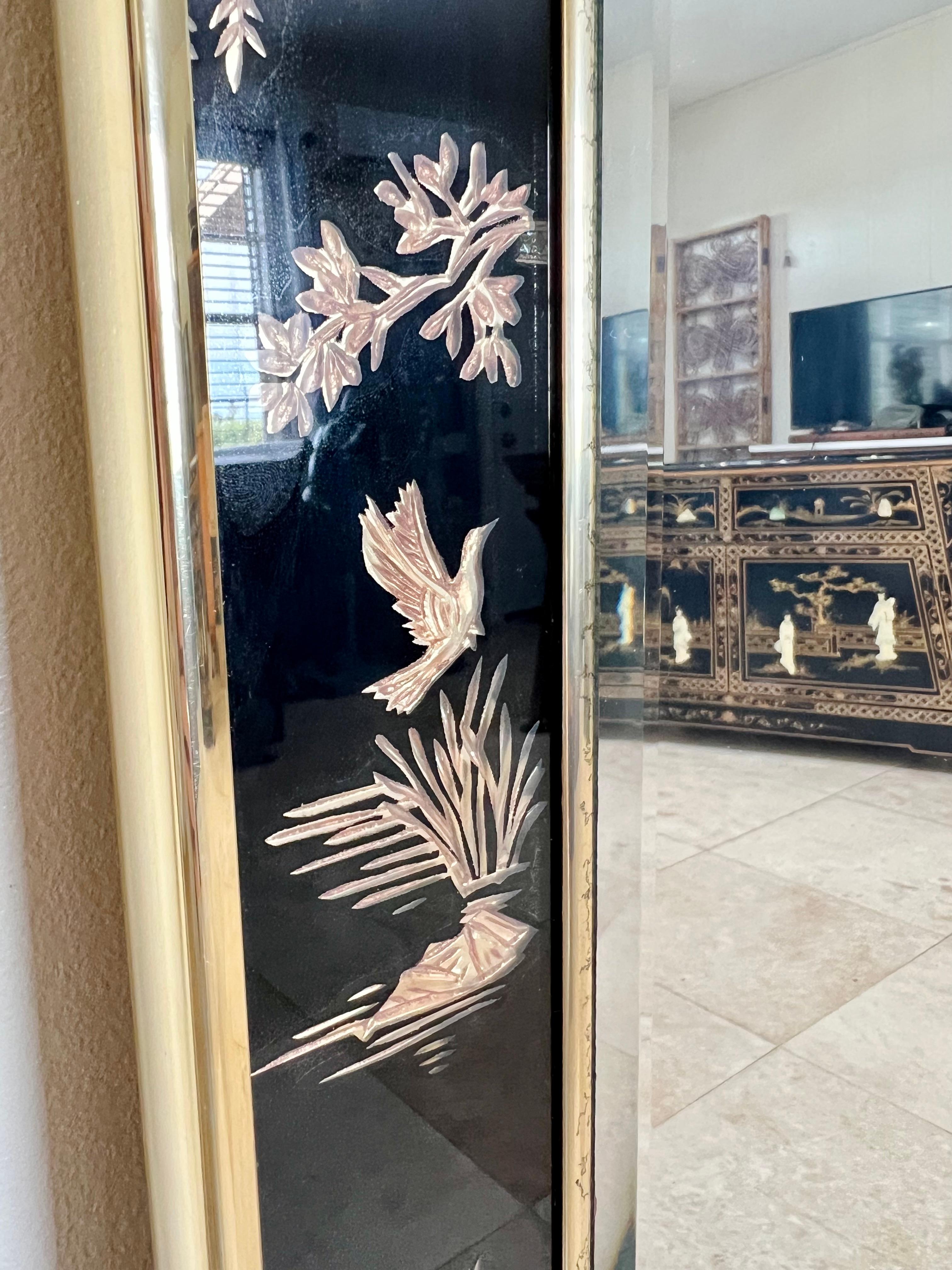 Vintage Chinoiserie-Spiegel in Schwarz und Gold, 1990er Jahre im Angebot 2