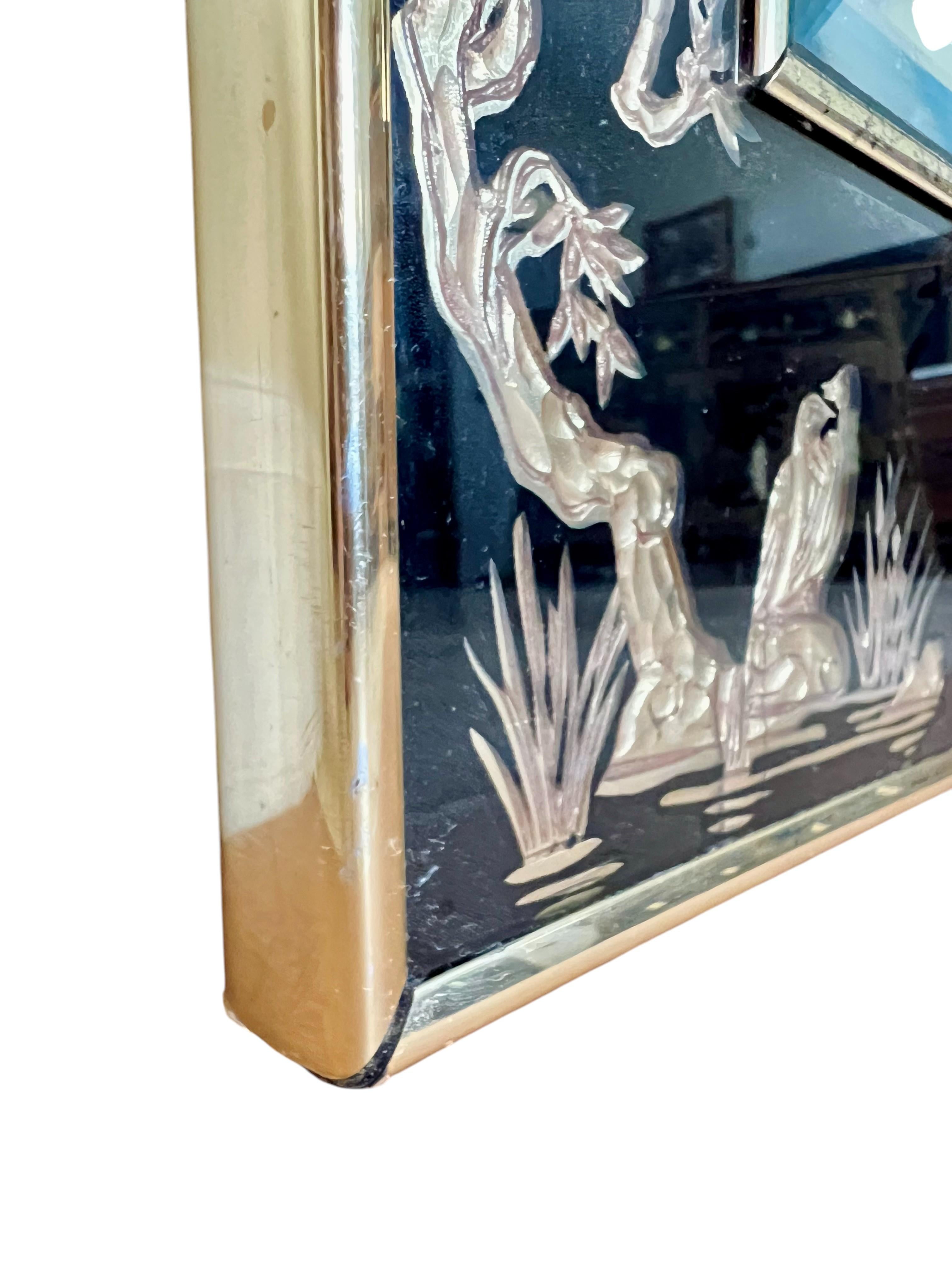 Vintage Chinoiserie-Spiegel in Schwarz und Gold, 1990er Jahre im Angebot 3