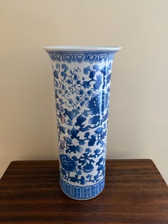 Chinoiserie Vintage Bleu et Blanc Porcelaine Umbrella Stand