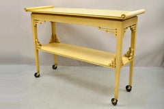 Vintage Chinoiserie Bone Lacquer Oriental James Mont Style Console Table Server