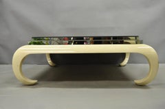 Vintage Chinoiserie Bone Lacquered Oriental Ming Style Mirrored Coffee Table