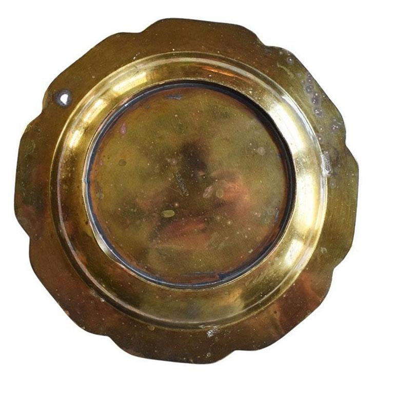 20th Century Vintage Chinoiserie Brass and Copper Lucky Ashtray or Trinket Dish, Hong Kong For Sale