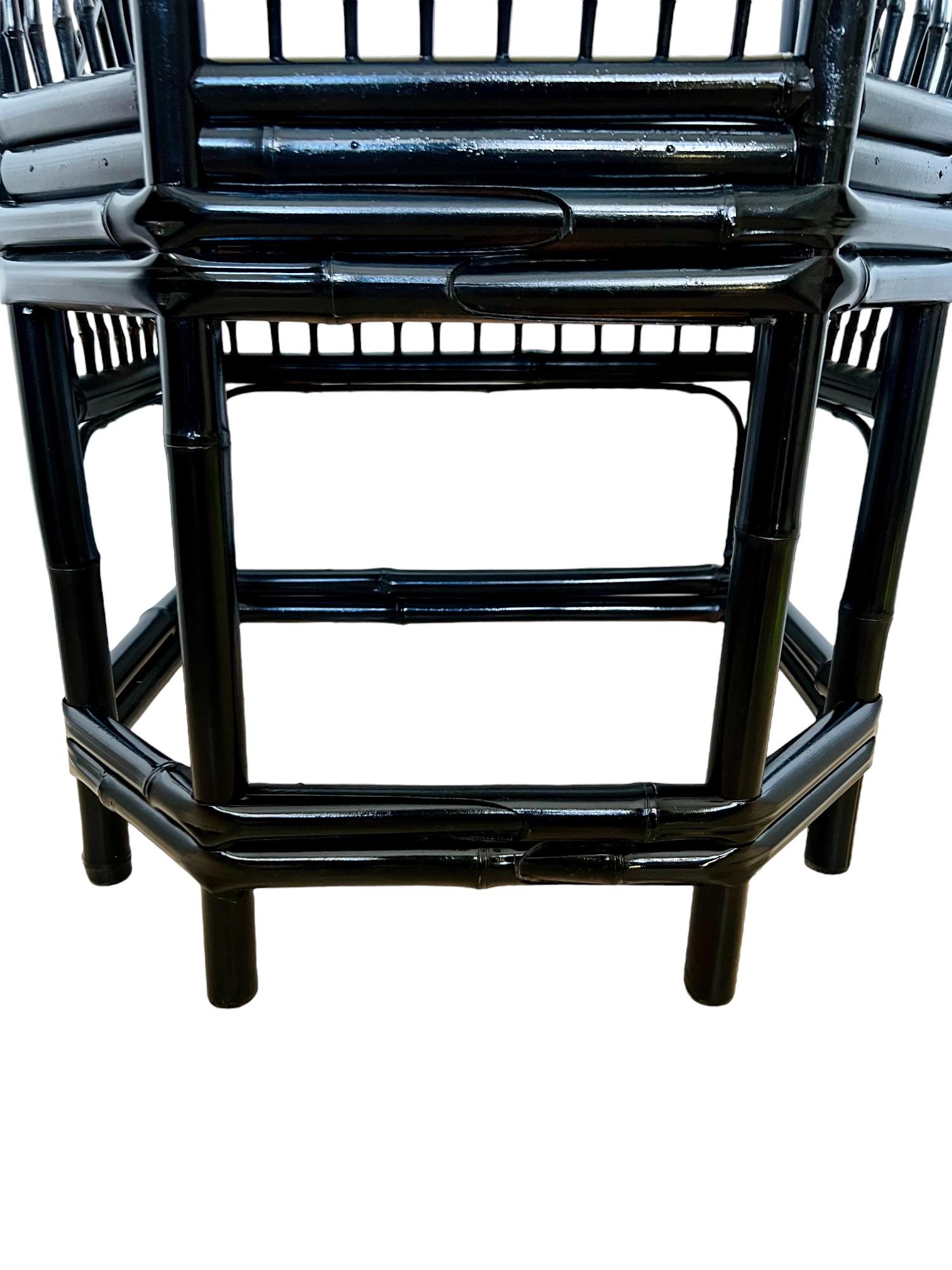 Vintage chinoiserie Brighton Pavilion Gloss Black Bamboo Chair 3