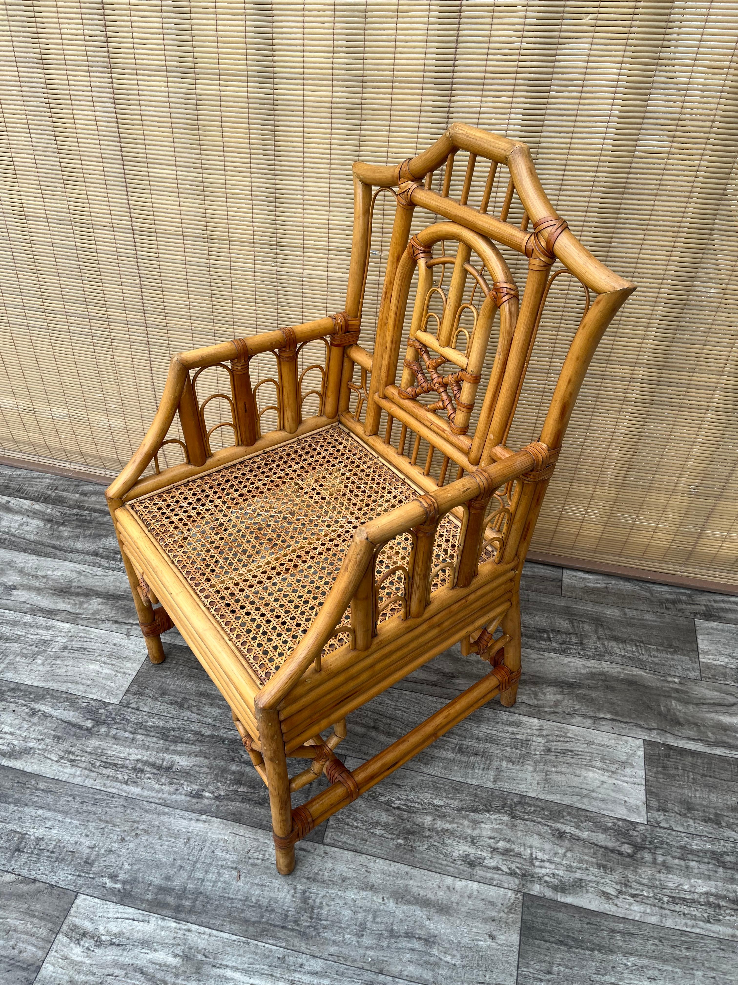 Chaise d'appoint vintage Chinoiserie Brighton Pavilion Style Cane. Circa 1980 en vente 3