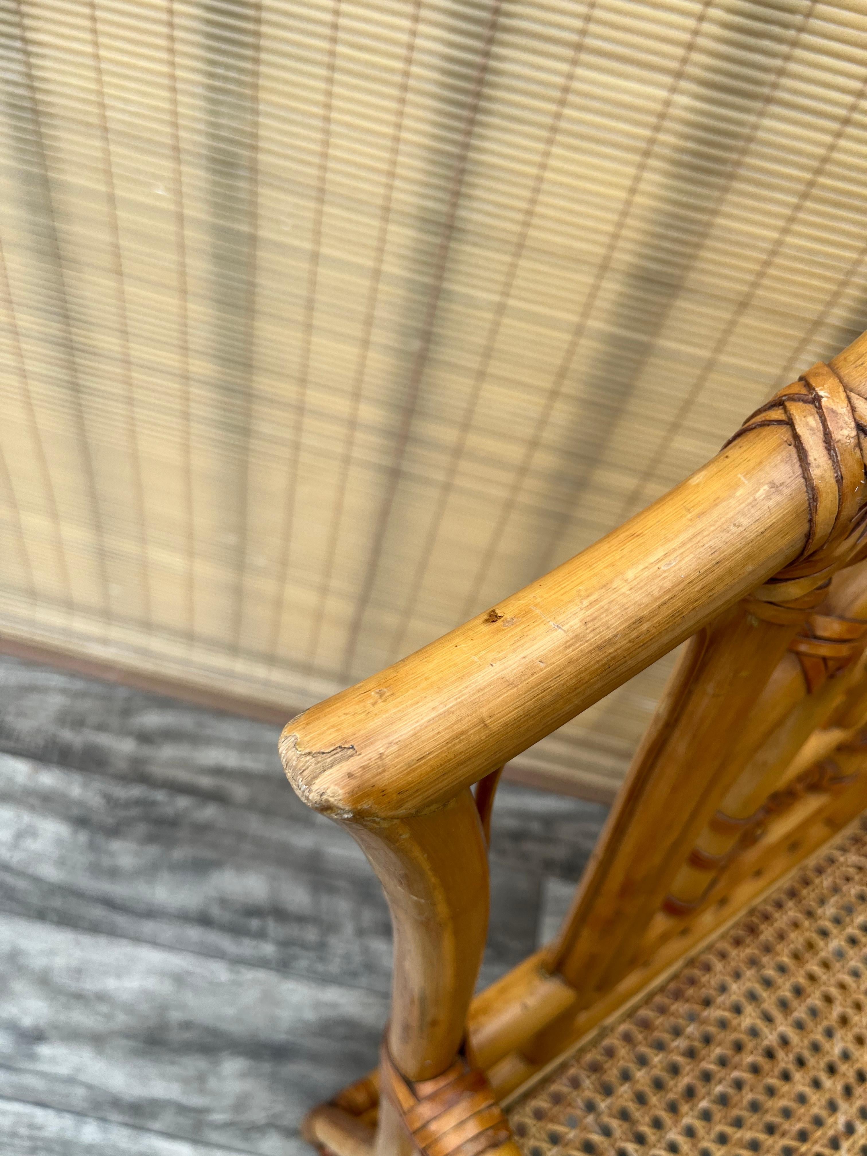 Chaise d'appoint vintage Chinoiserie Brighton Pavilion Style Cane. Circa 1980 en vente 6