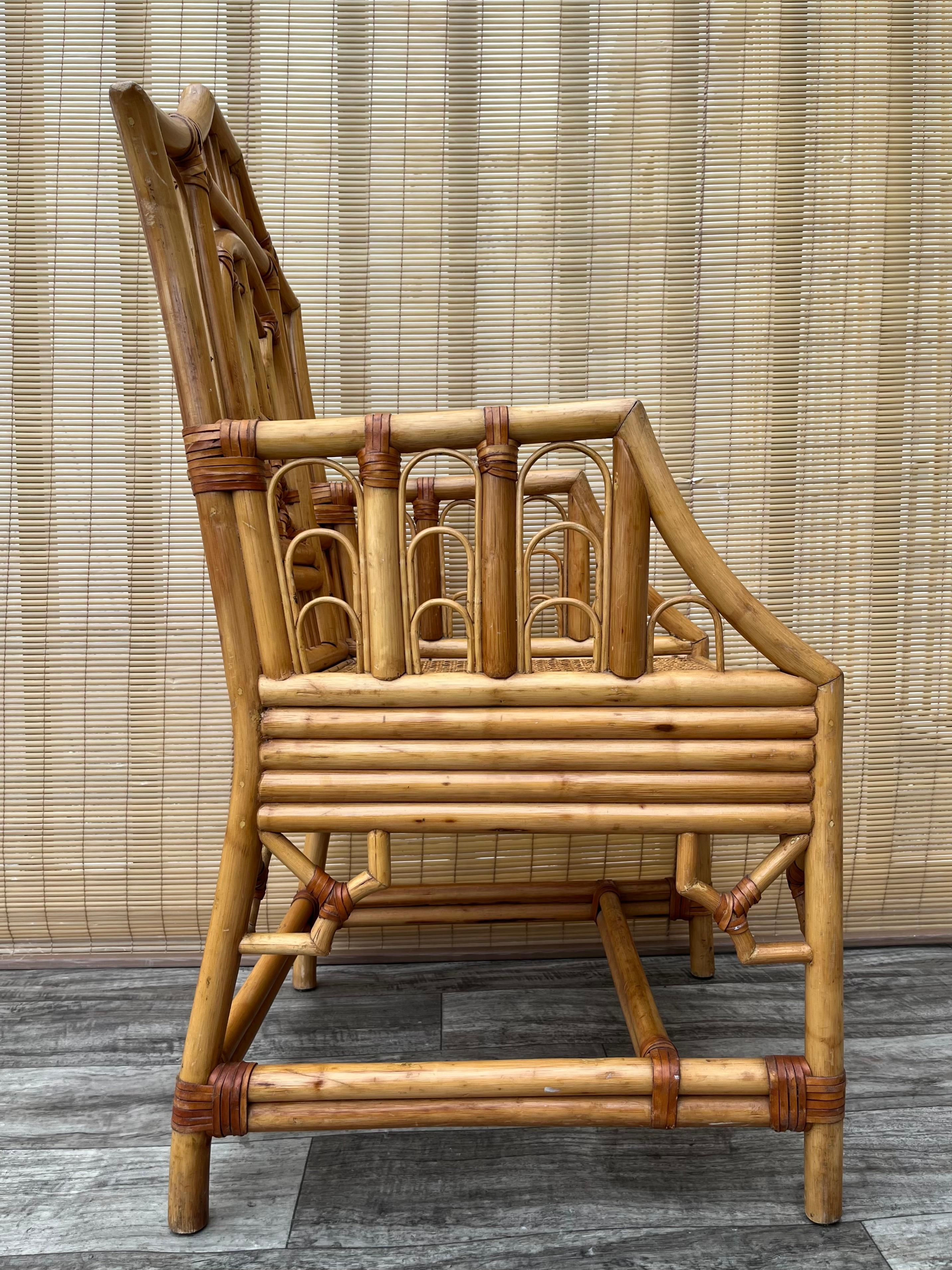 Philippin Chaise d'appoint vintage Chinoiserie Brighton Pavilion Style Cane. Circa 1980 en vente