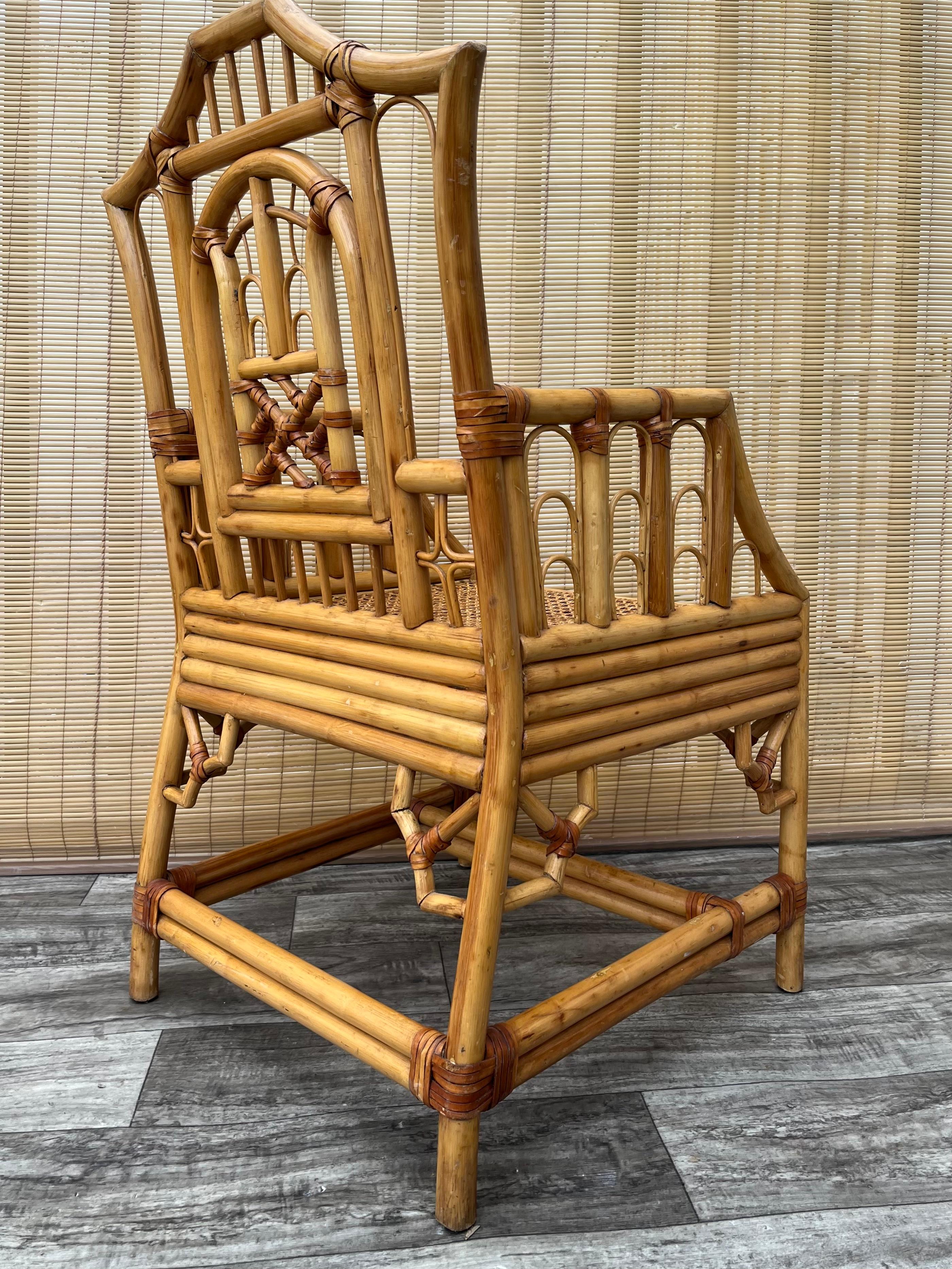 Fin du 20e siècle Chaise d'appoint vintage Chinoiserie Brighton Pavilion Style Cane. Circa 1980 en vente